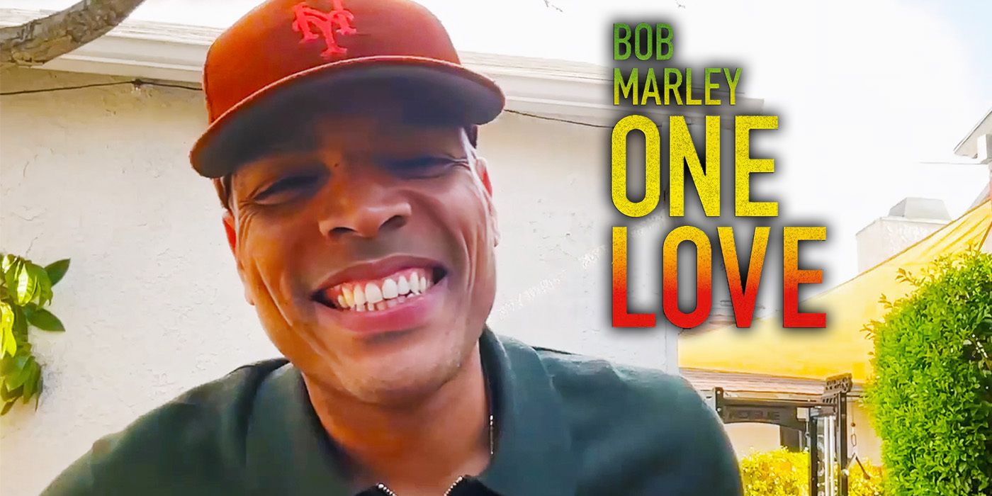 Edited image of Reinaldo Marcus Green during Bob Marley One Love home release interview