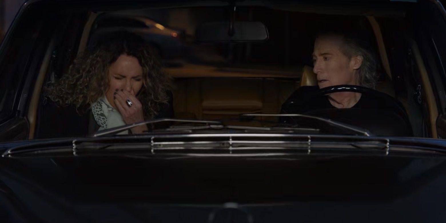 Richard and his date in a car in Curb Your Enthusiasm