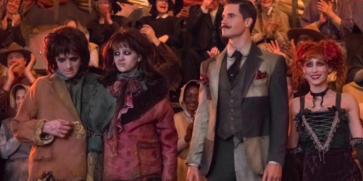 robbie amell as one of the circus freaks in a series of unfortunate events