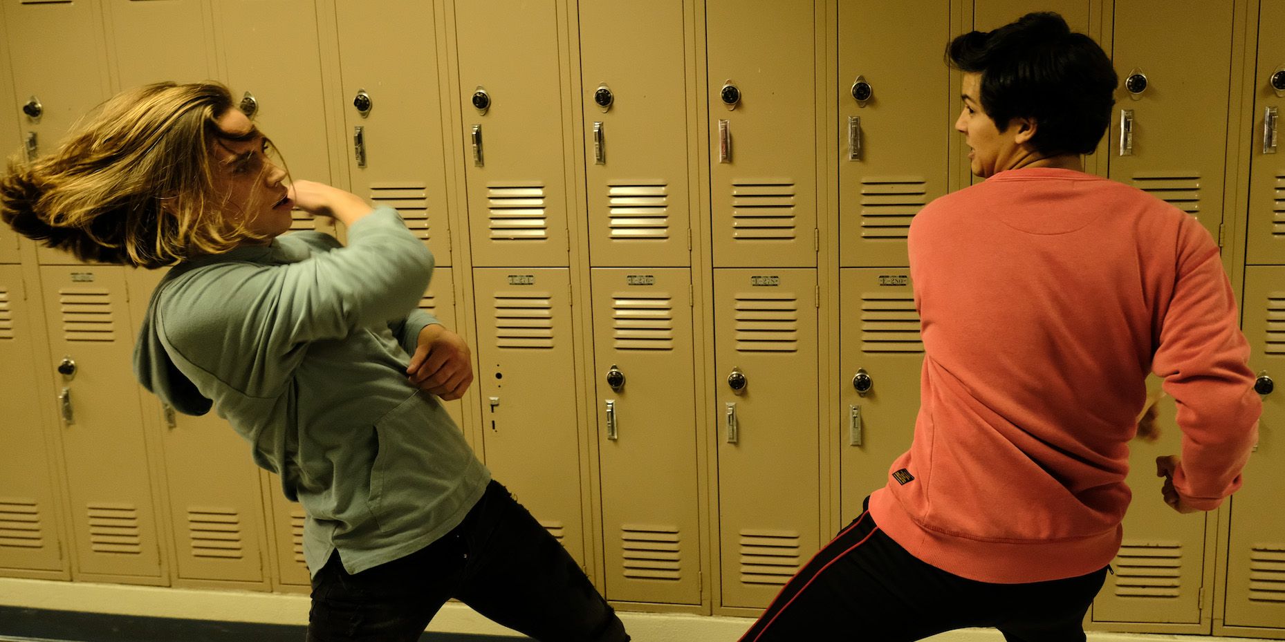 Robby and Miguel fighting in Cobra Kai