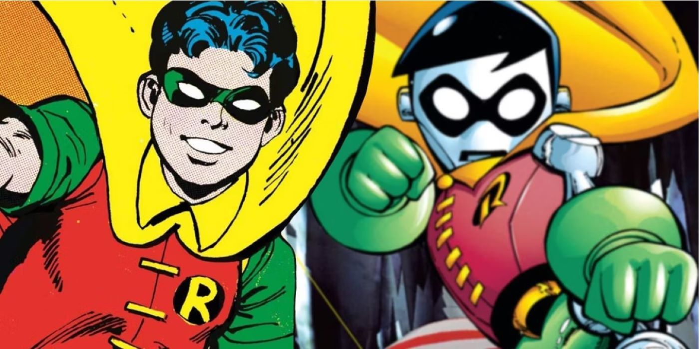 Robot Robin and human child Robin from DC comics