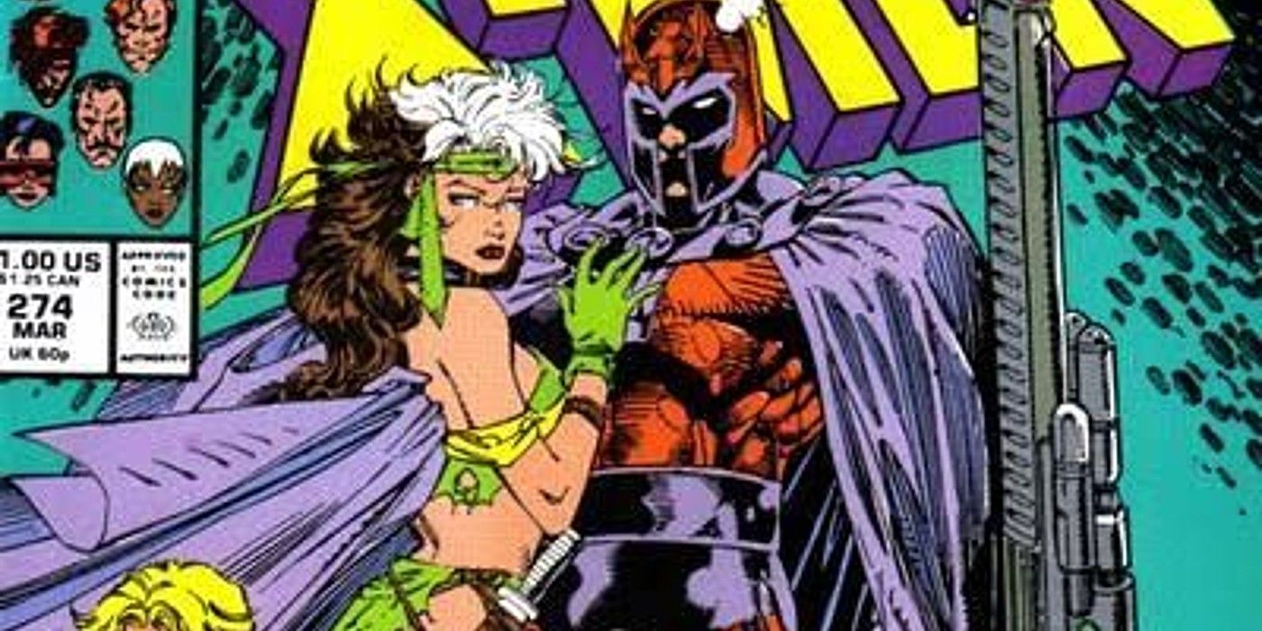 Rogue e Magneto se abraçam na capa dos quadrinhos de X-Men