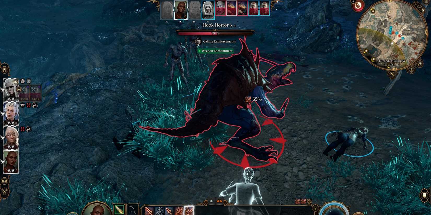 Rogue in combat with hook horror in Baldur's Gate 3