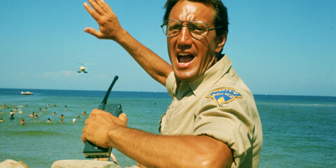 Roy Scheider waving his arm in Jaws