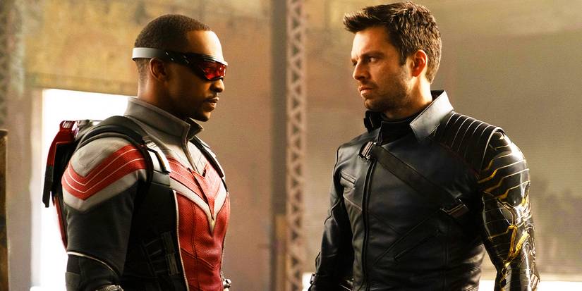 Sam Wilson as the Falcon and Bucky Barnes' Winter Soldier in The Falcon and the Winter Soldier