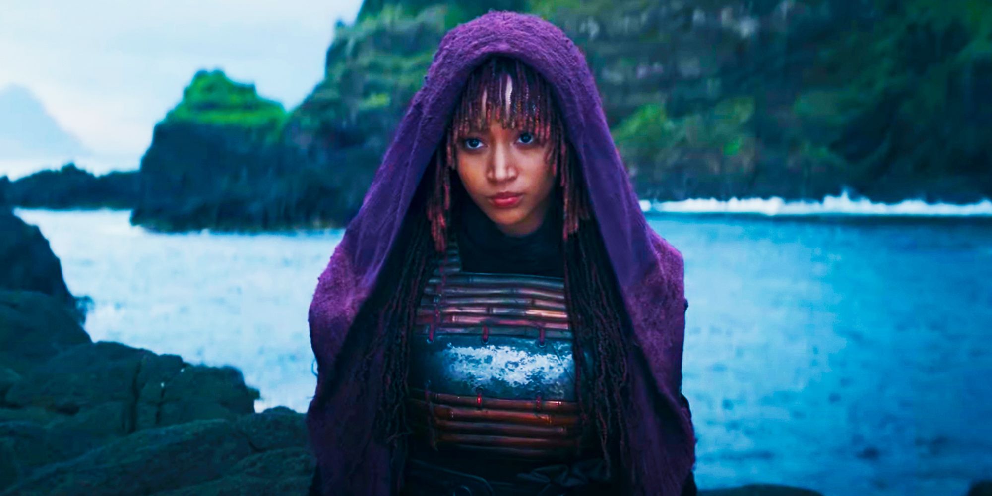 Amandla Stenberg stands with a hood over her head in the trailer for Star Wars' The Acolyte
