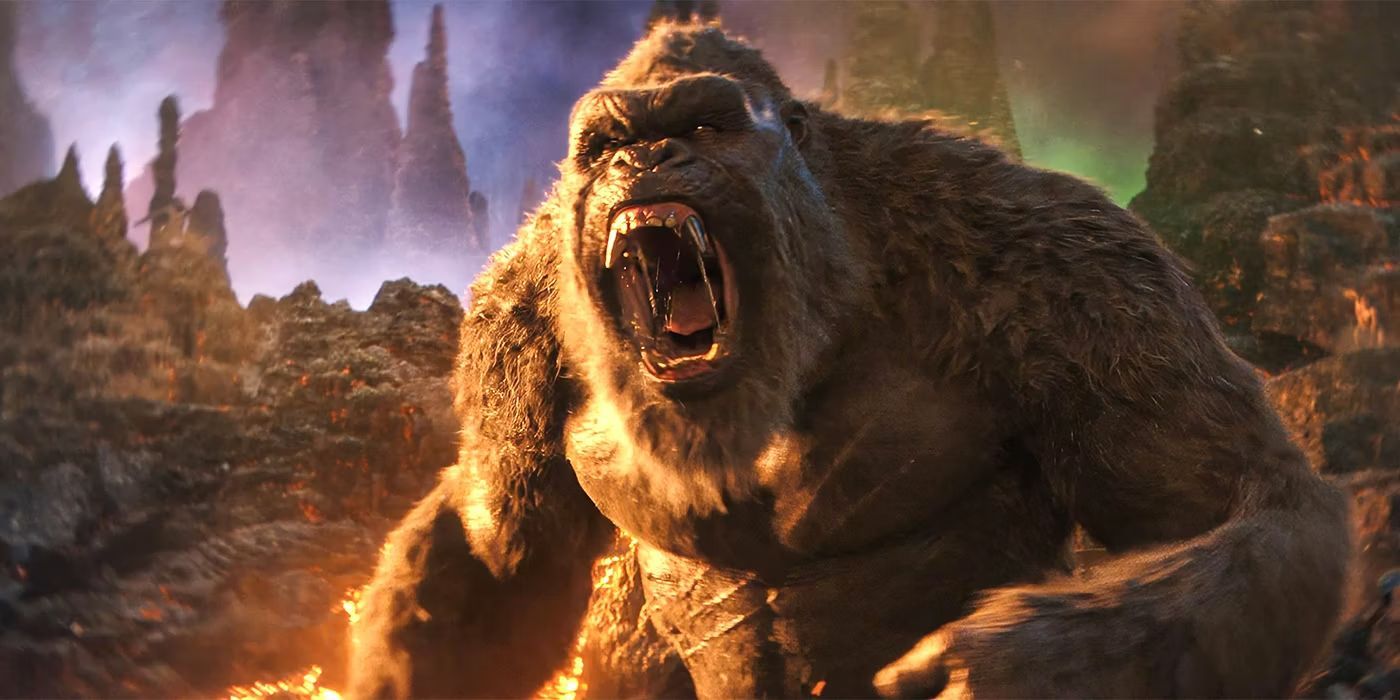 Kong ruge em Godzilla X Kong: O Novo Império