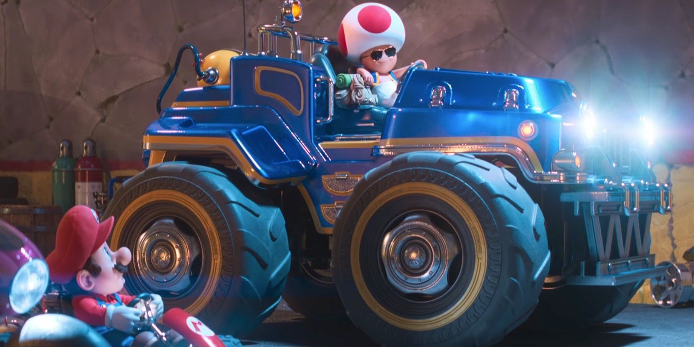 Toad in his kart in the Super Mario Movie.