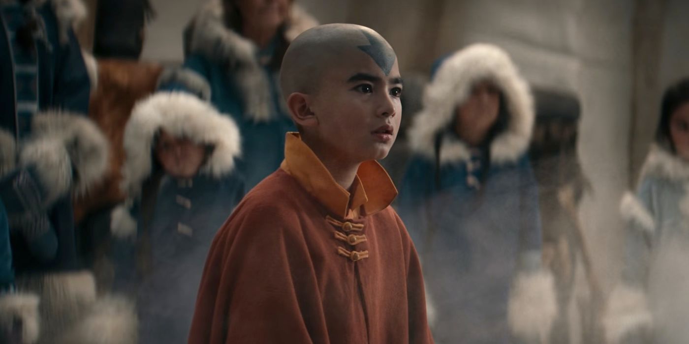 Aang parece perdido em Avatar: O Último Mestre do Ar.