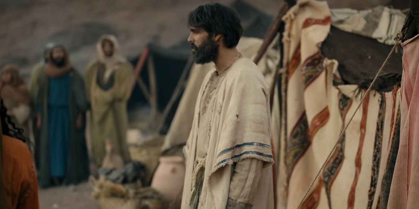 Moses outside a tent in Testament: The Story of Moses.