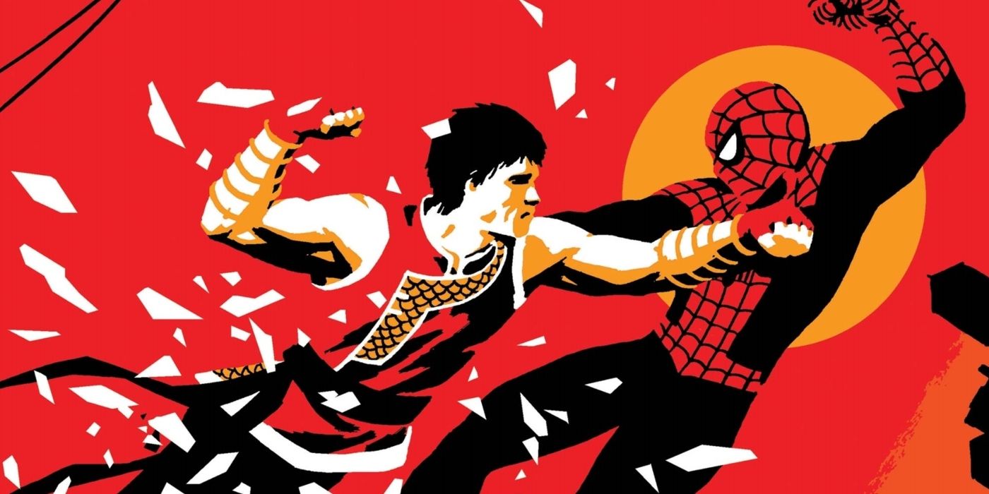 Shang-Chi lutando contra o Homem-Aranha.