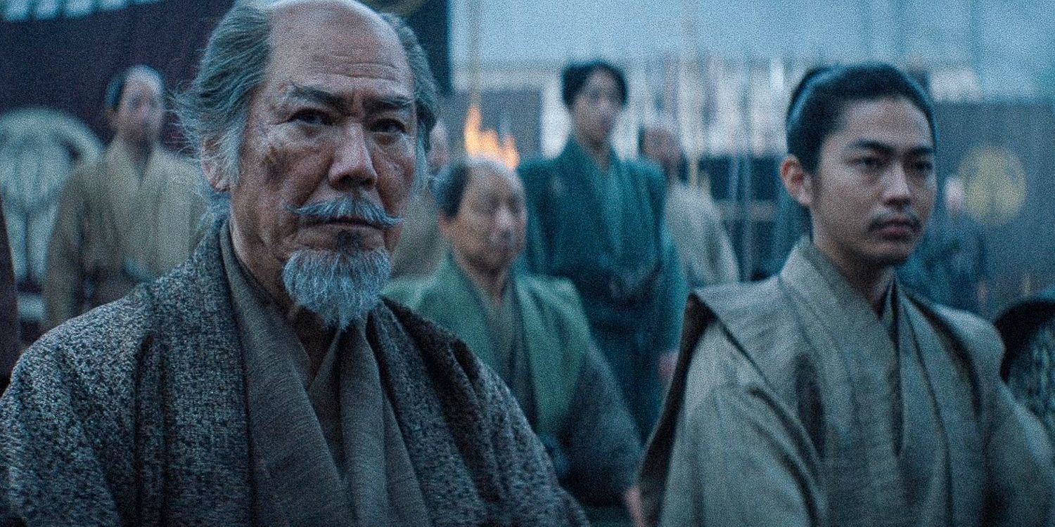 Hiromatsu and Nagakado listening attentively in Shogun season 1 ep6