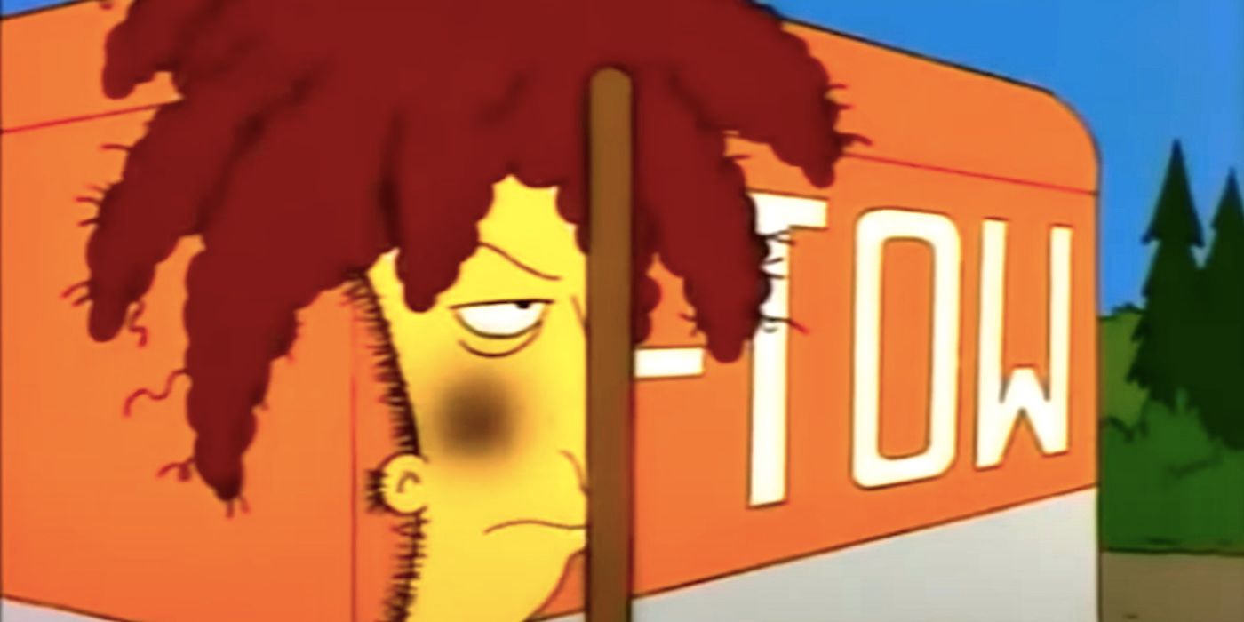 Sideshow Bob steps on a rake in The Simpsons