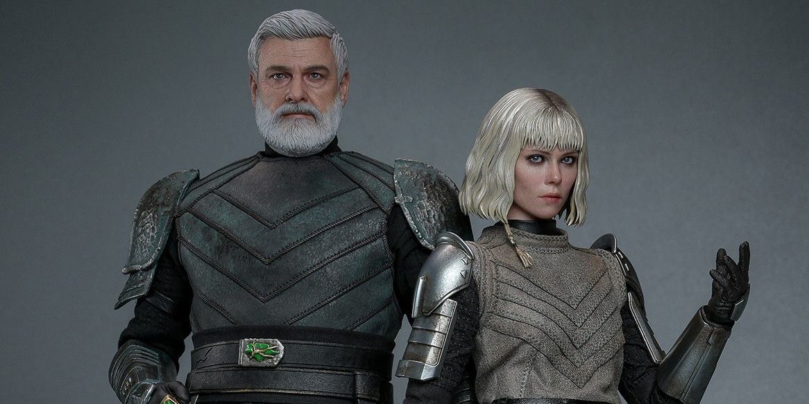 The Hot Toys Baylan Skoll and Shin Hati figures standing side by side, with Shin's outstretched arm