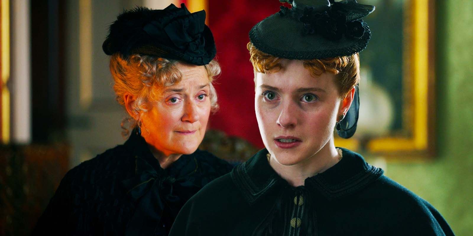 Sophie Thompson as Mrs. Dunn and Hannah Onslow as Emily Dunn in Belgravia The Next Chapter episode 7