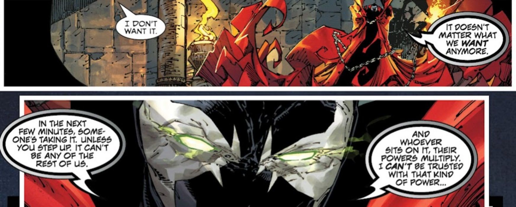 Spawn revealing his plan for the ruler of Hell in Spawn #350