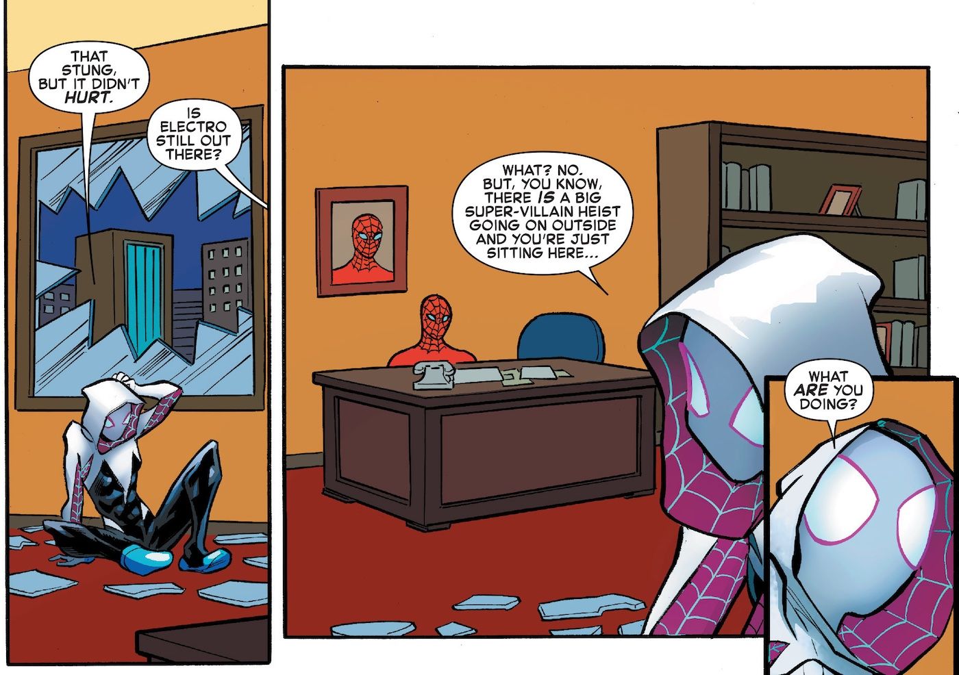 Spider-Gwen meets 1960s cartoon Spider-Man