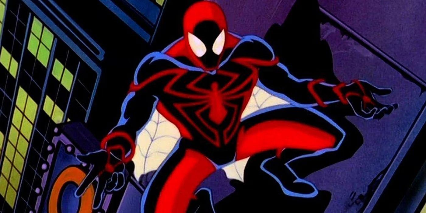 Homem-Aranha mirando seus atiradores de teia na série animada ilimitada do Homem-Aranha