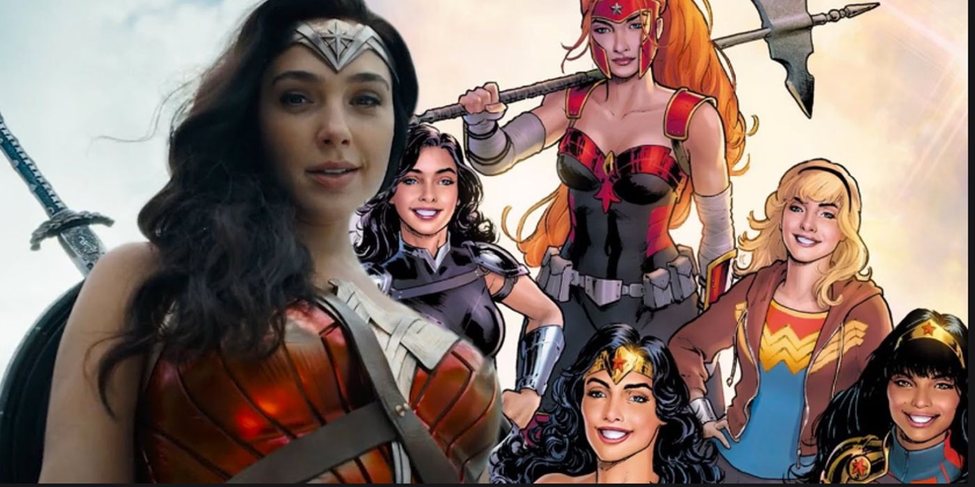 Split image of DCEU Wonder Woman and Wonder Woman family in Dc comics