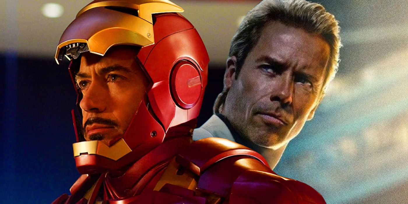 Split image of Iron Man and Aldrich Killian standing back to back