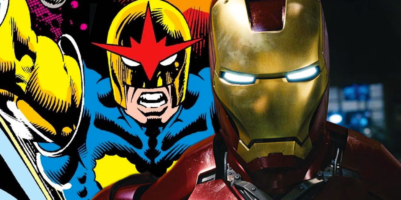 Split image of MCU Iron Man and Marvel comics' Nova