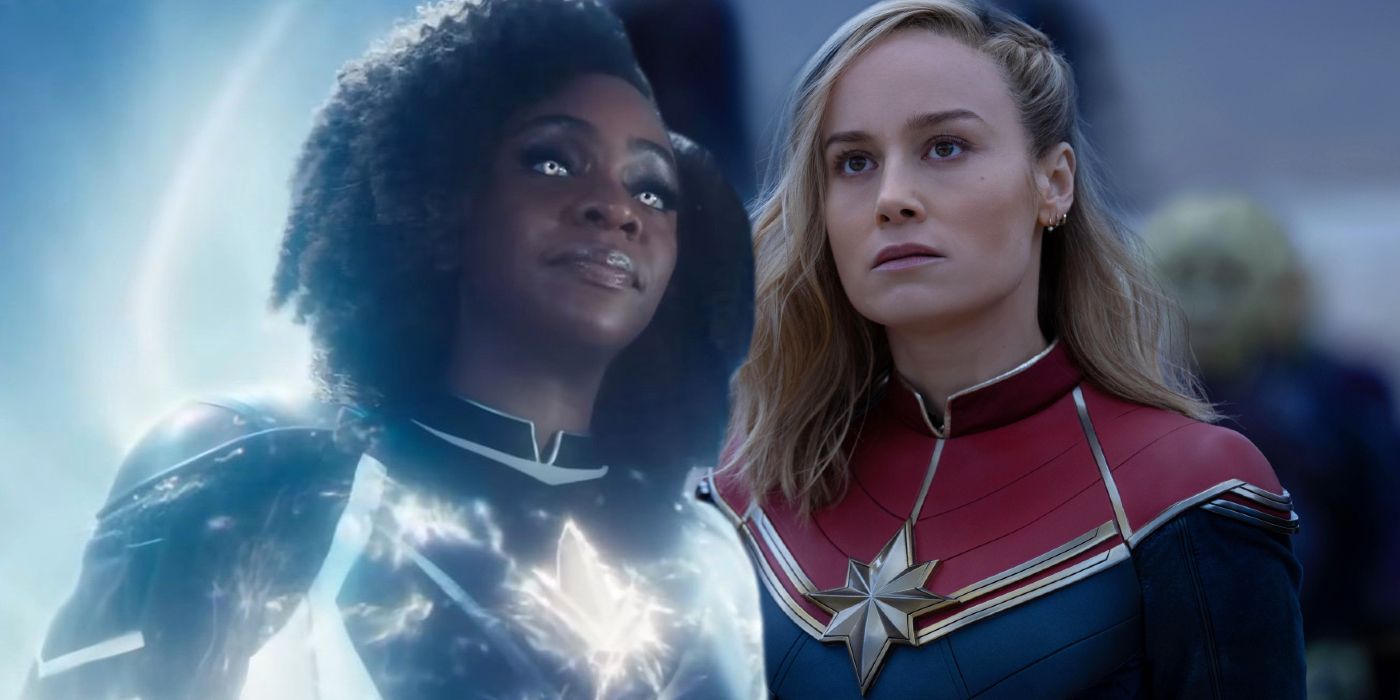 Split image of Monica Rambeau in The Marvels and Captain Marvel in The Marvels