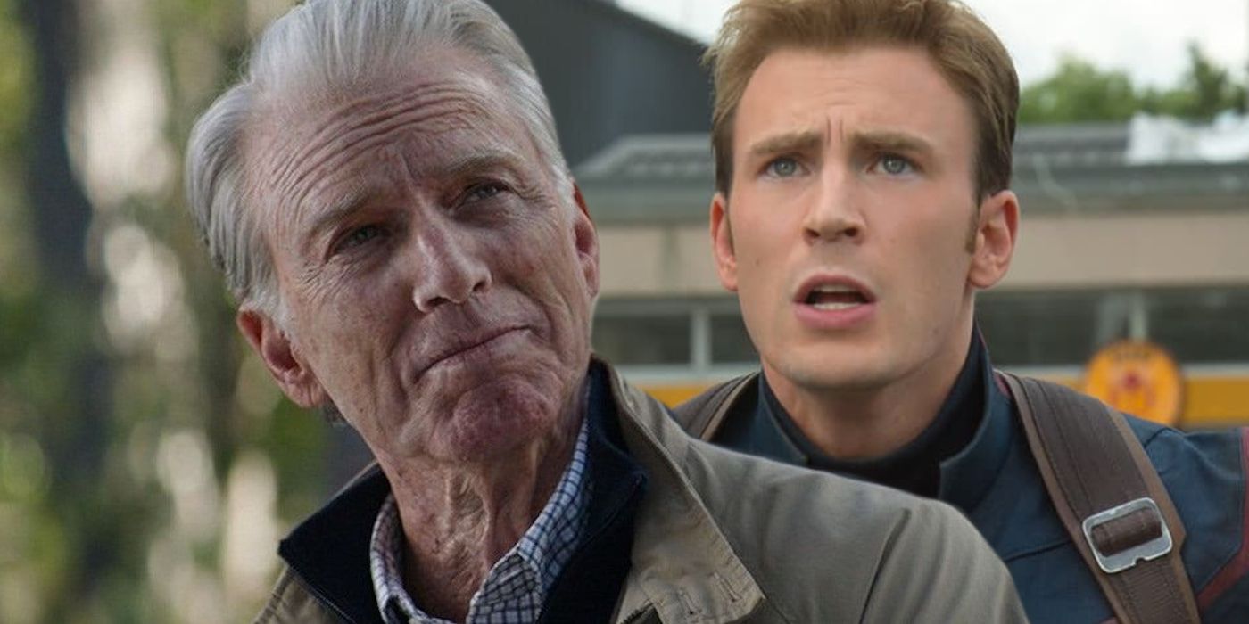 Split image of old Captain America and young Captain America in the MCU