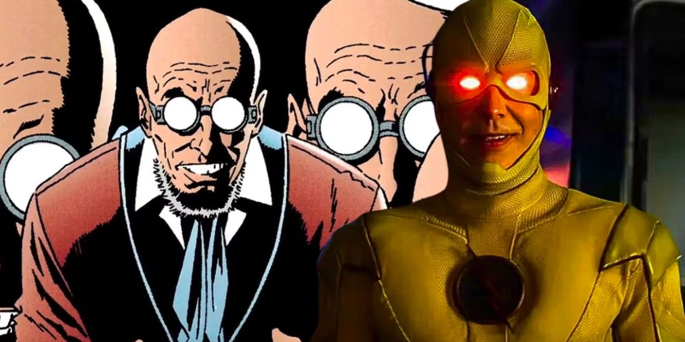 Split image of Reverse Flash from the Arrowverse and Hugo Strange from DC Comics 