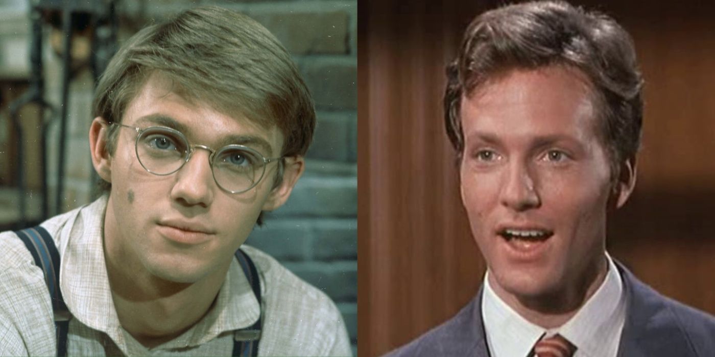 Split image of Richard Thomas on the left and Robert Wightman on the right as John Boy in The Waltons.