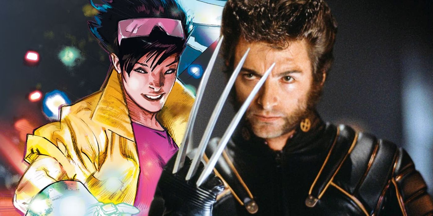 Split image of Wolverine in the Fox movies and Jubilee in Marvel comics