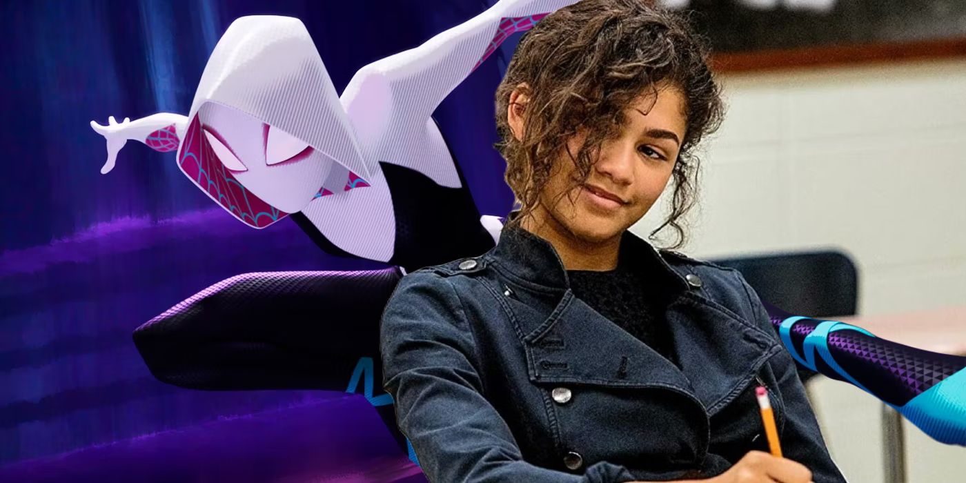 Split image of Zendaya's MJ smirking and Hailee Stienfeld's Spider-Gwen in hero pose