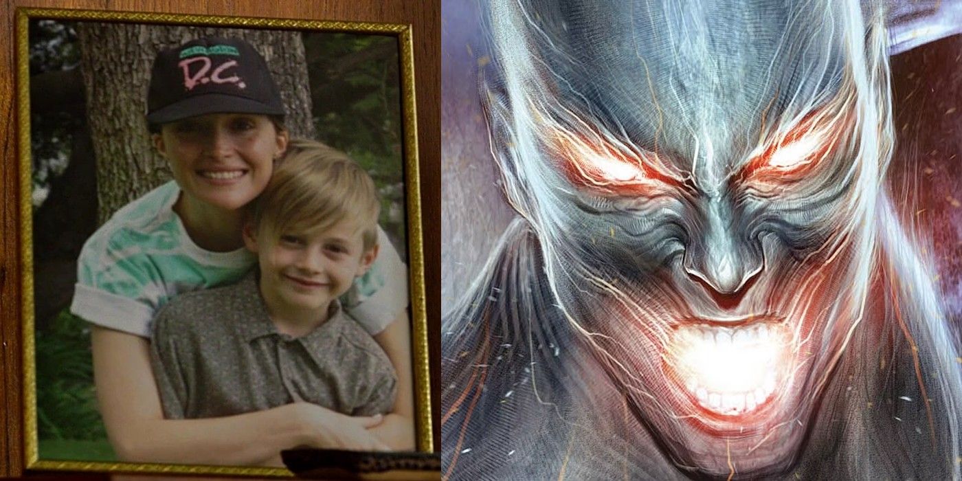 split image with moira mactaggert's son in x-men apocalypse and proteus from marvel comics