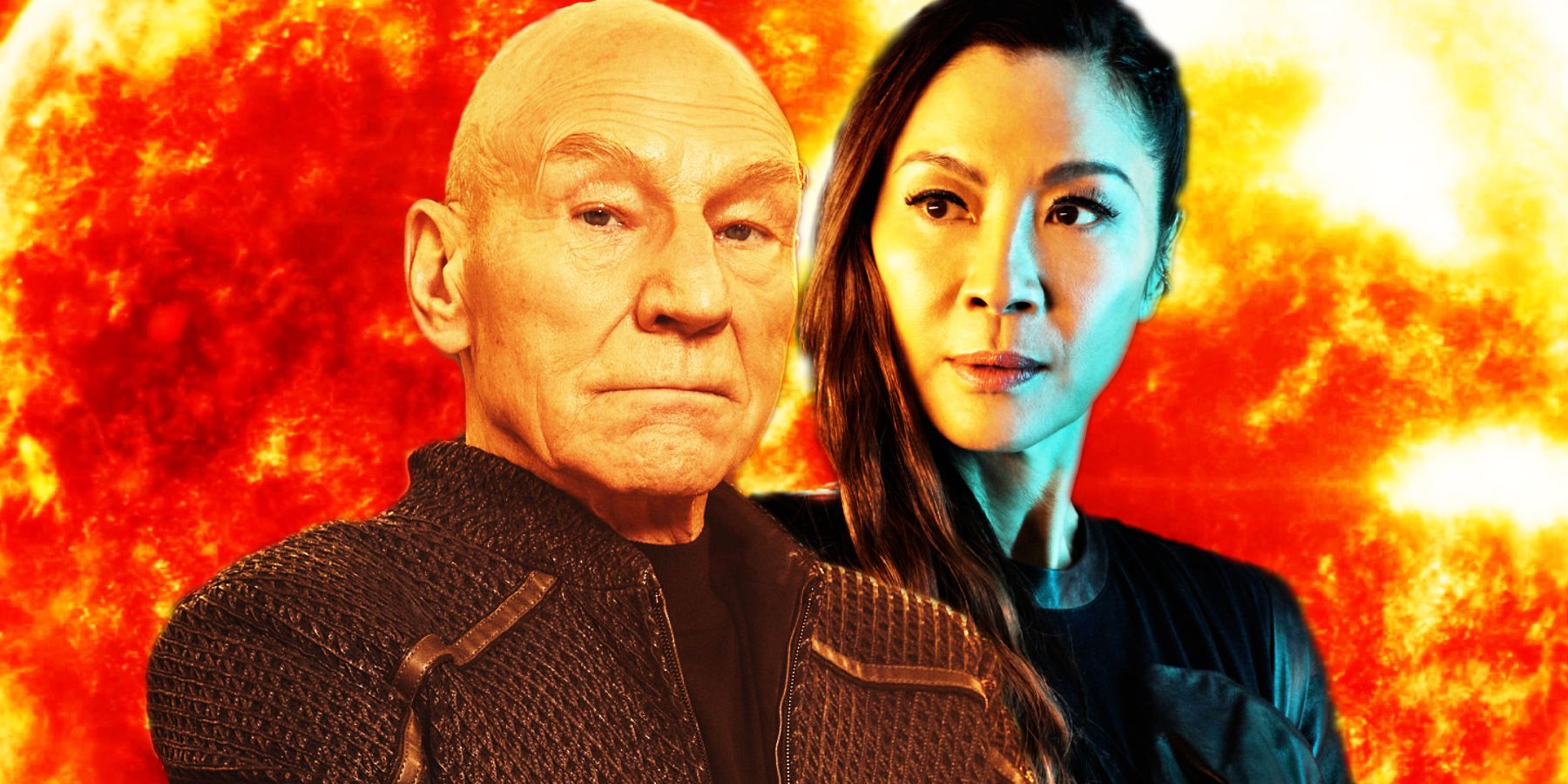 Patrick Stewart from Star Trek: Picard and Michelle Yeoh from Star Trek: Section 31