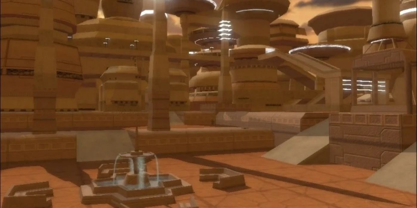 Uma cena completa de Bespin: Cloud City em Star Wars: Battlefront Classic Collection