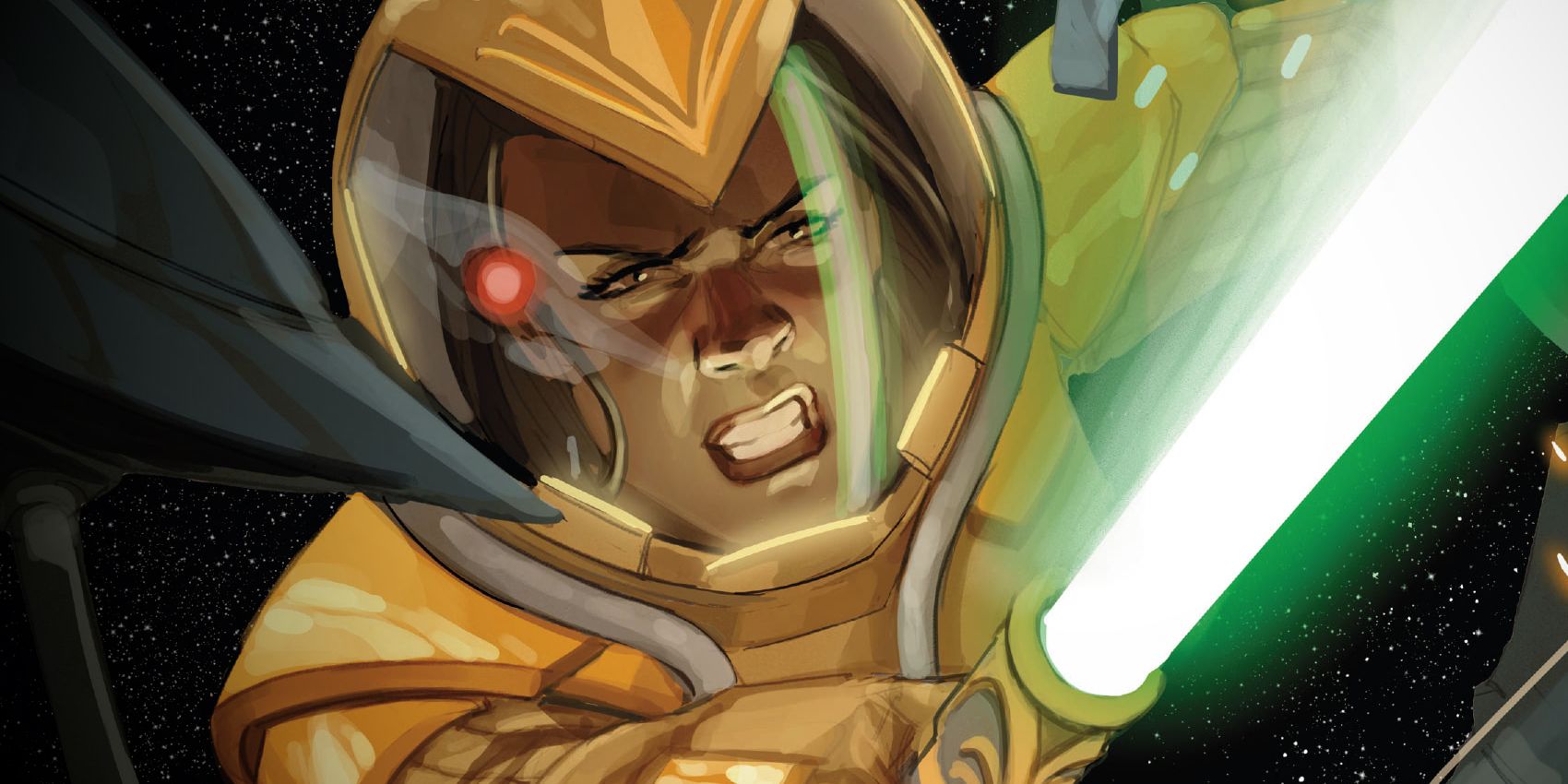 Keeve Trennis fighting in space in Star Wars: The High Republic #4 Comic Cover Art