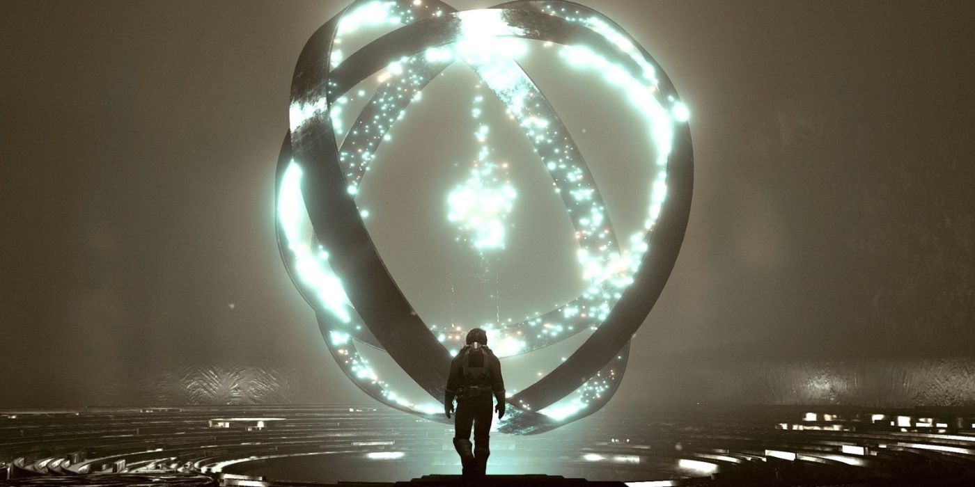 A player walking towards the power inside a Starborn temple in Starfield