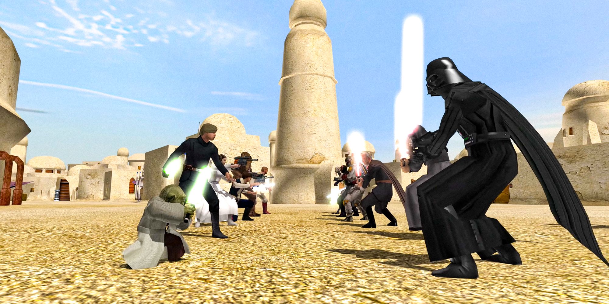 Jedi vs Siths team facing each other in Star Wars Battlefront Classic Collection