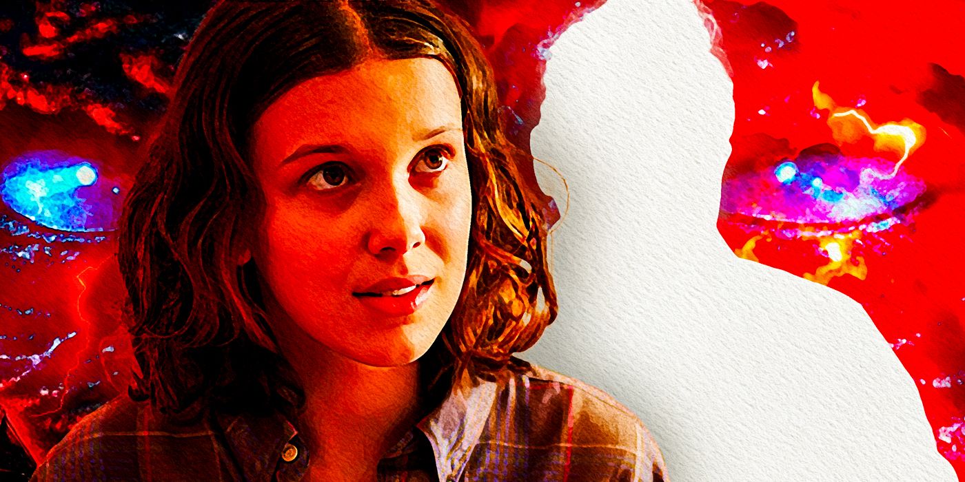 Stranger Things Millie Bobby Brown as Eleven next to a white silhouette