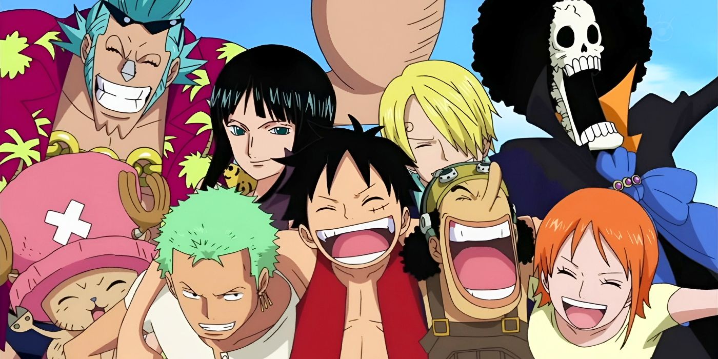 The Straw Hat Pirates are shown smiling together pre-timeskip in One Piece's opening 13, "One Day" by The ROOTLESS.