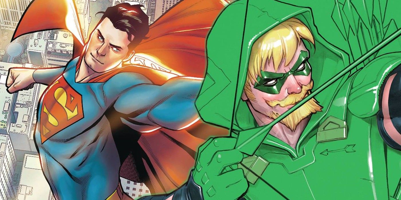 Comic book art: Superman and Green Arrow