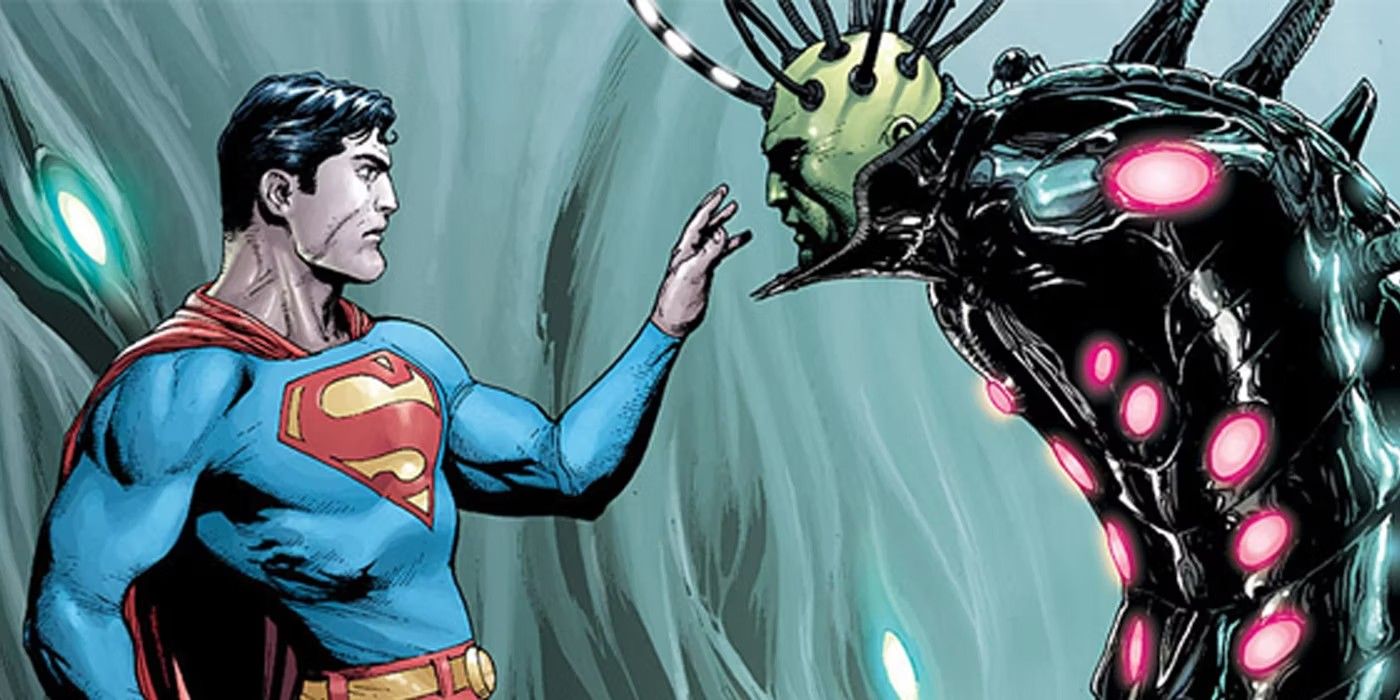 Superman alcançando Vril Dox na DC Comics