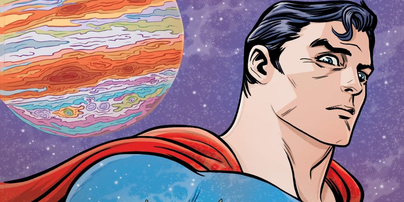 Comic book art: Superman in space.