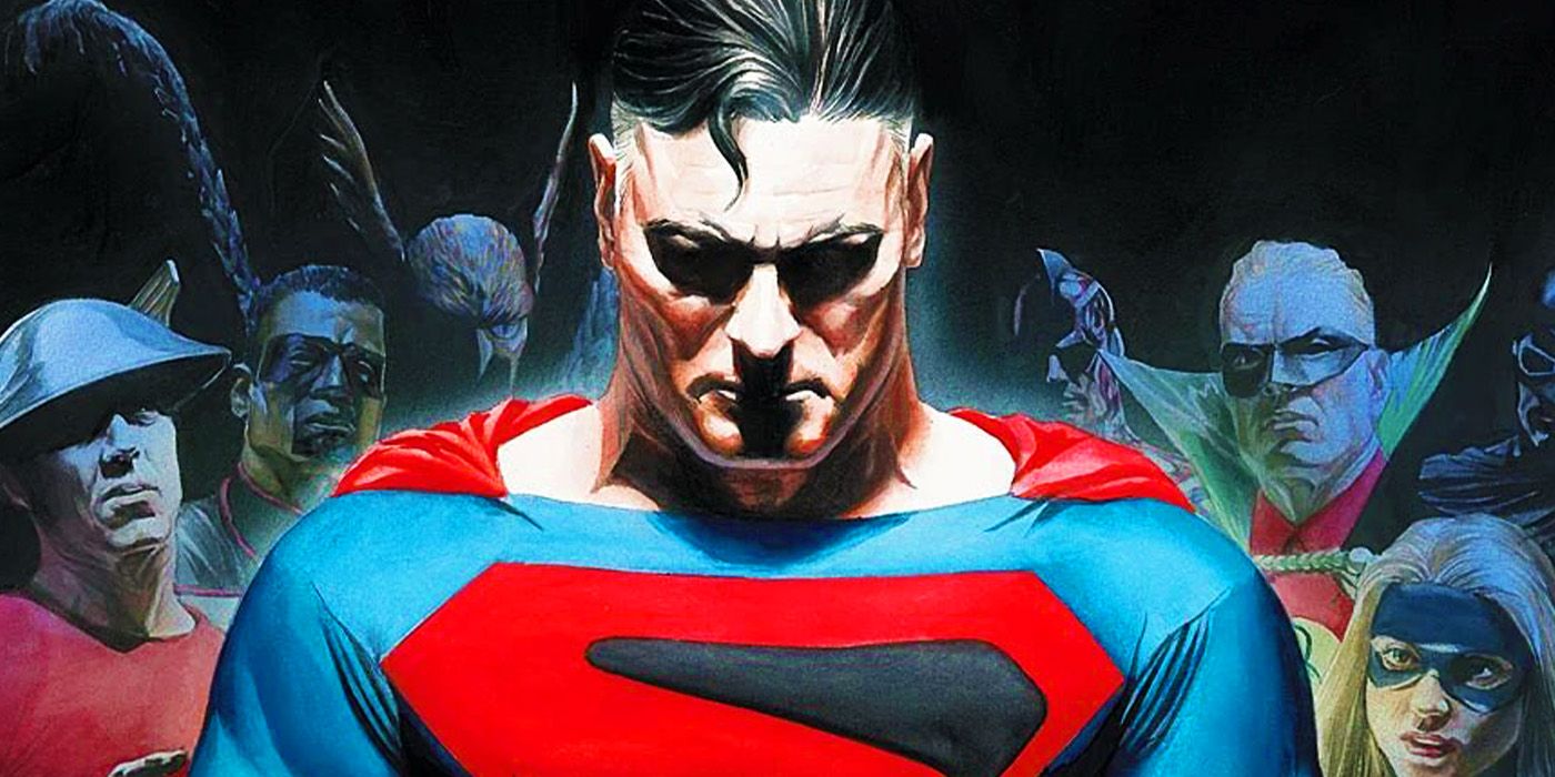 Superman with other heroes in Kingdom Come in DC Comics