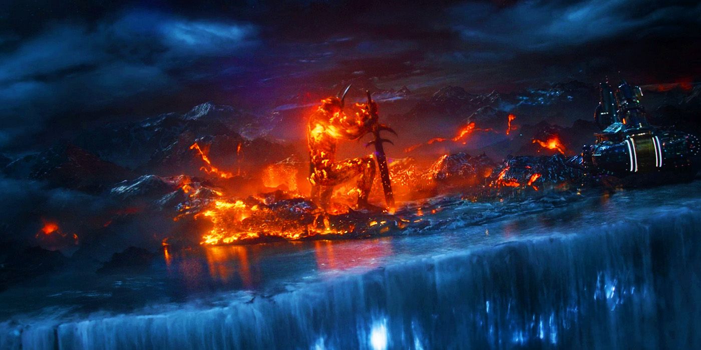 Surtur destroying Asgard in Thor Ragnarok