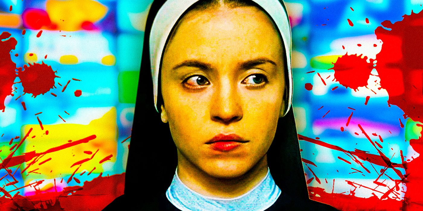Sydney Sweeney as Sister Cecilia from Immaculate (2024) with blood splatter