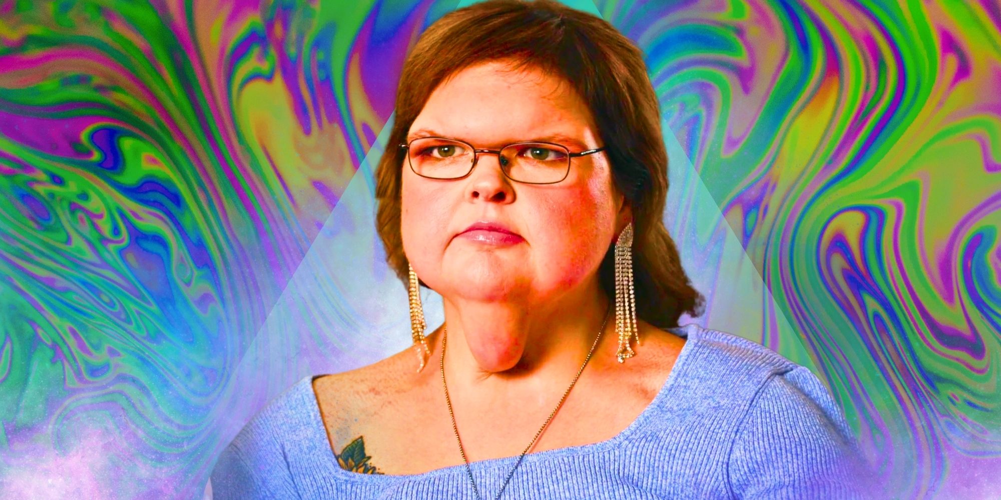 tammy slaton 1000 lb sisters montage of tammy in blue with psychedlic background