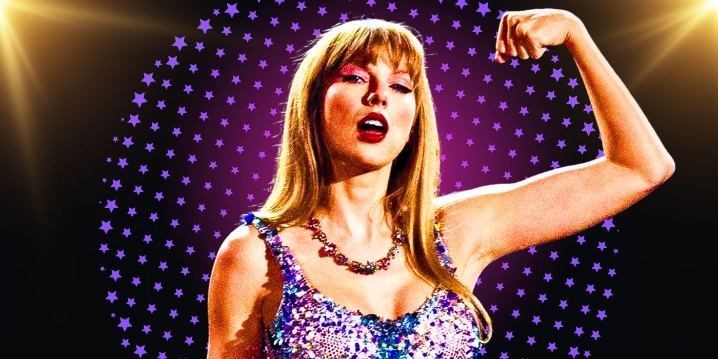Taylor Swift flexes her biceps in The Eras Tour movie.