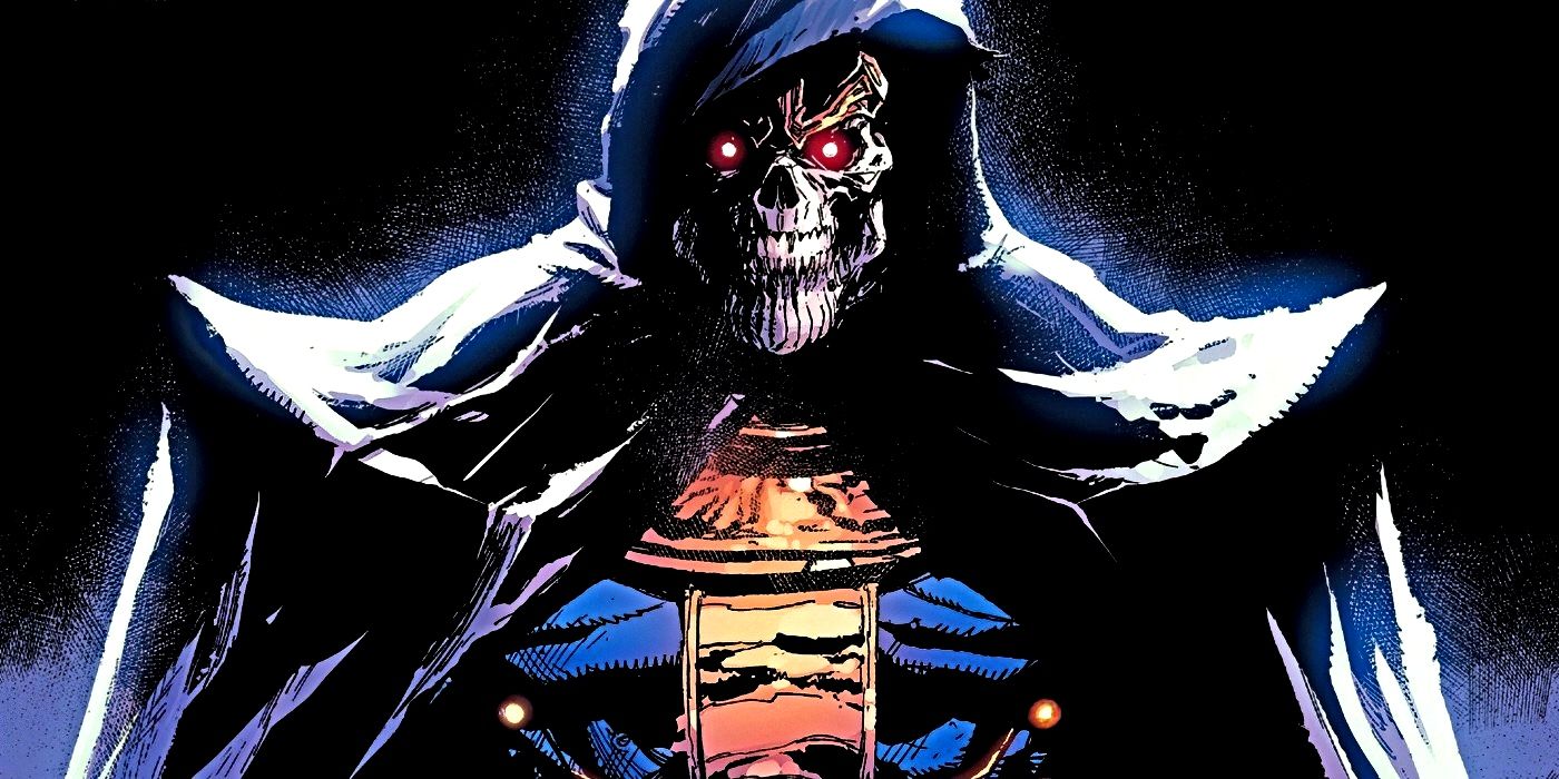 Thanos vestindo o manto da Morte.
