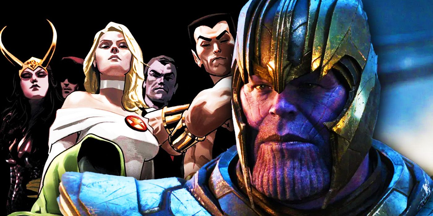Thanos in his MCU armor with the Cabal in Marvel Comics
