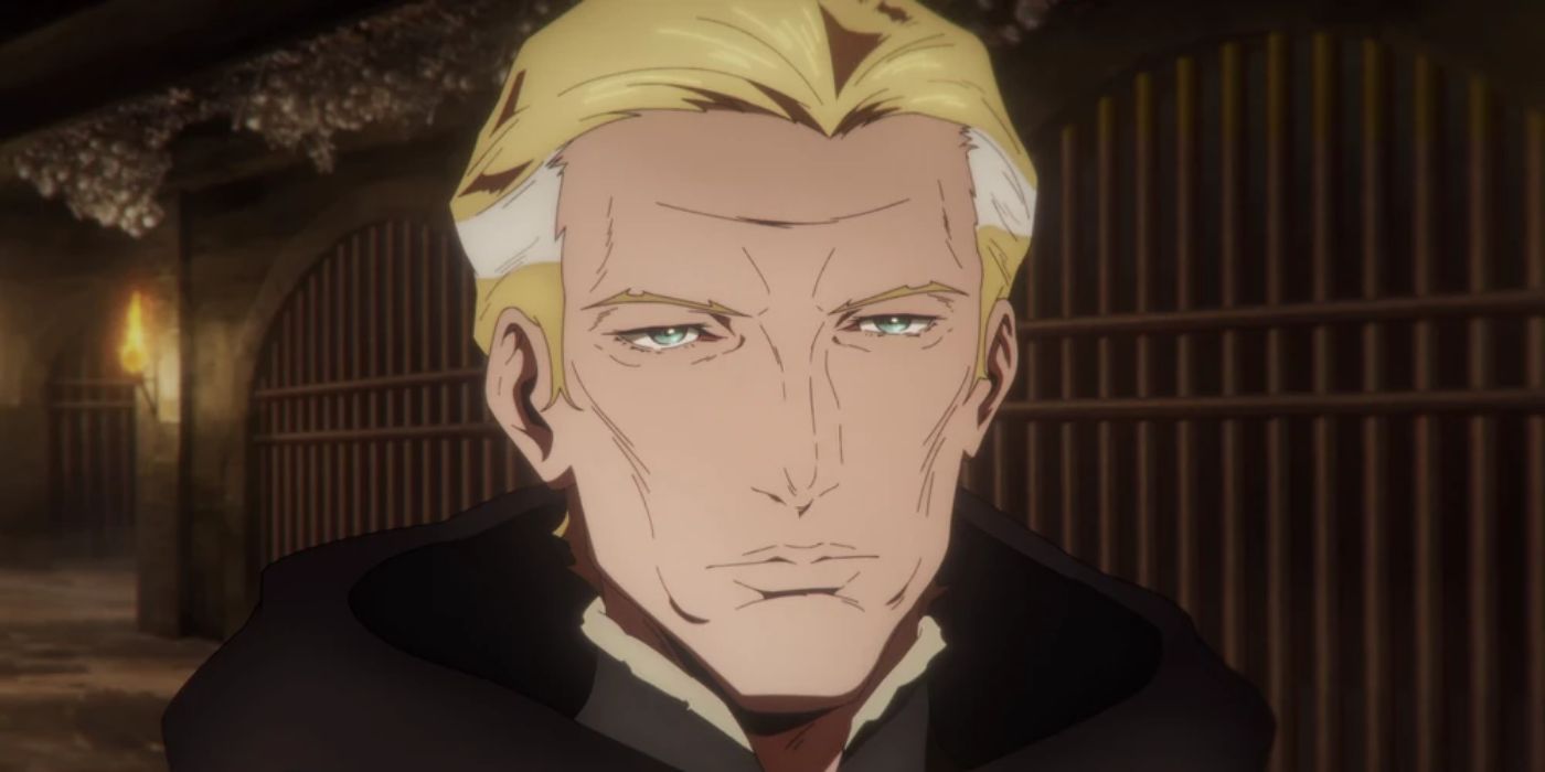 The Abbot Emmanuel facing the camera in Castlevania